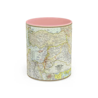 Middle East - Lands of the Bible Today (1967) (Map) Accent Coffee Mug 11oz Pink - Go Mug Yourself