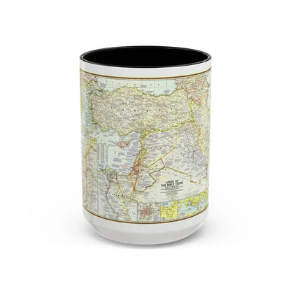 Middle East - Lands of the Bible Today (1967) (Map) Accent Coffee Mug 15oz Black - Go Mug Yourself