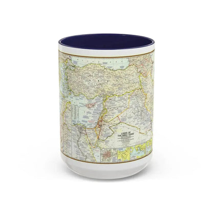 Middle East - Lands of the Bible Today (1967) (Map) Accent Coffee Mug 15oz Navy - Go Mug Yourself