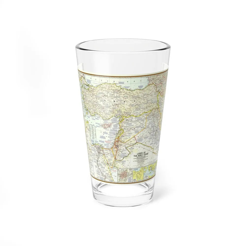 Middle East - Lands of the Bible Today (1967) (Map) Pint Glass 16oz-16oz-Go Mug Yourself