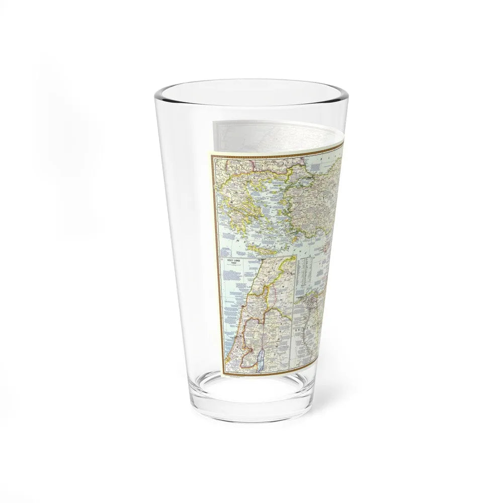 Middle East - Lands of the Bible Today (1967) (Map) Pint Glass 16oz-Go Mug Yourself