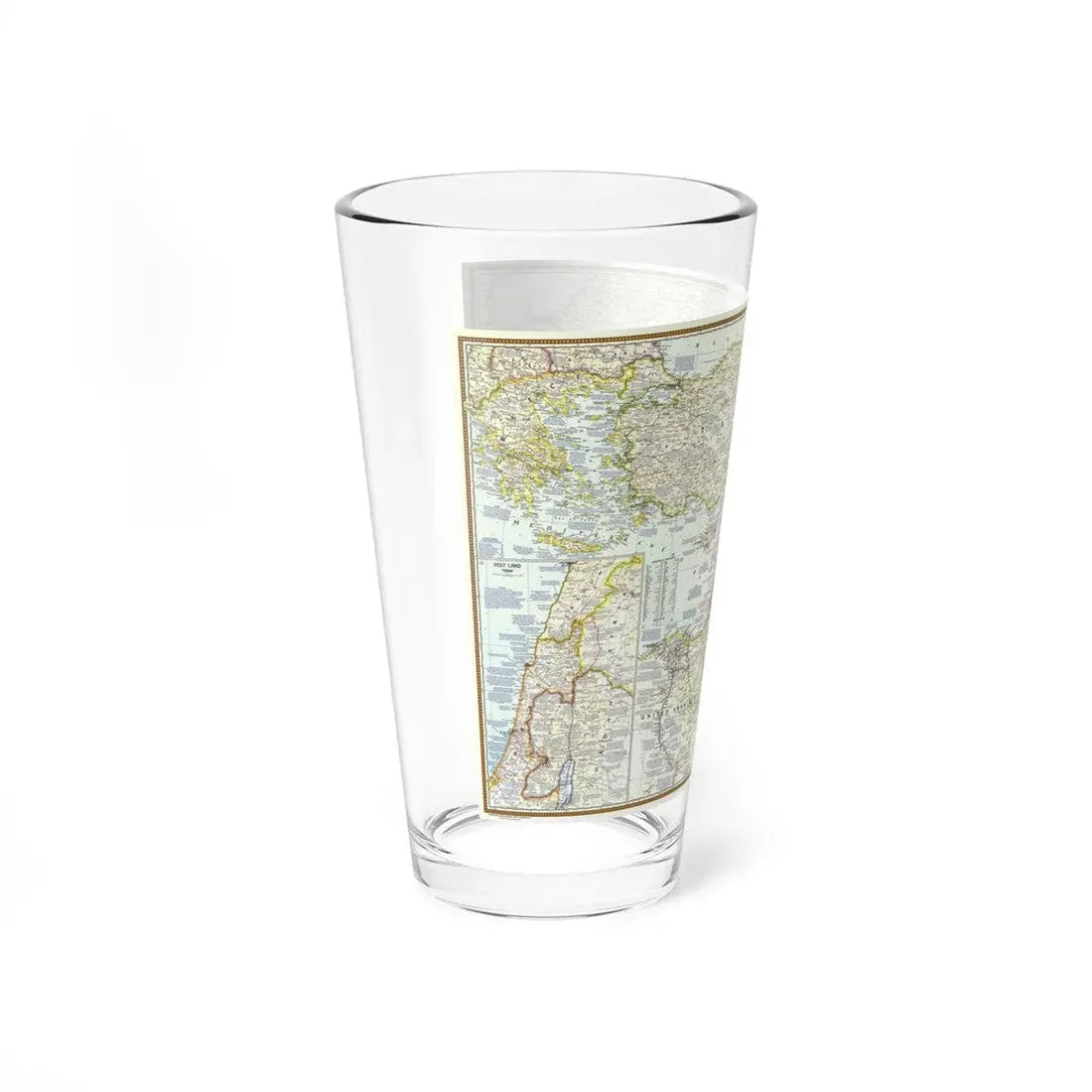 Middle East - Lands of the Bible Today (1967) (Map) Pint Glass 16oz - Go Mug Yourself