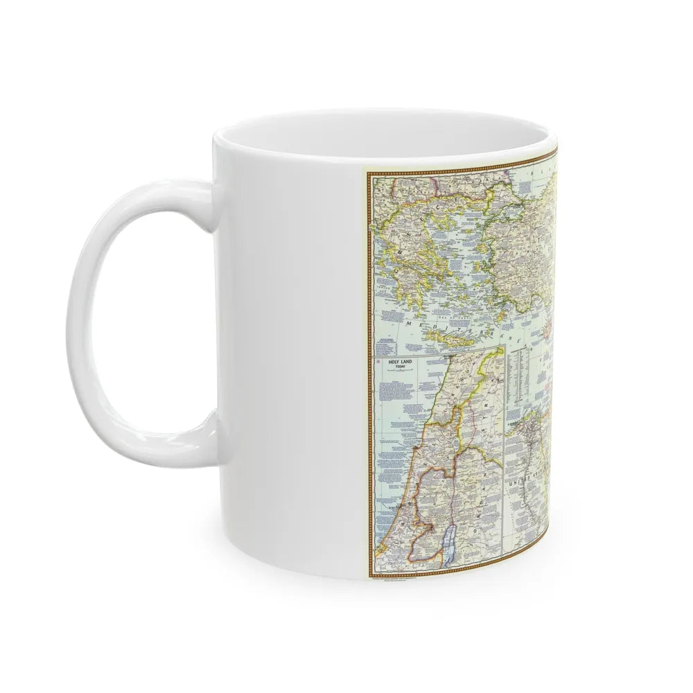 Middle East - Lands of the Bible Today (1967) (Map) White Coffee Mug-Go Mug Yourself