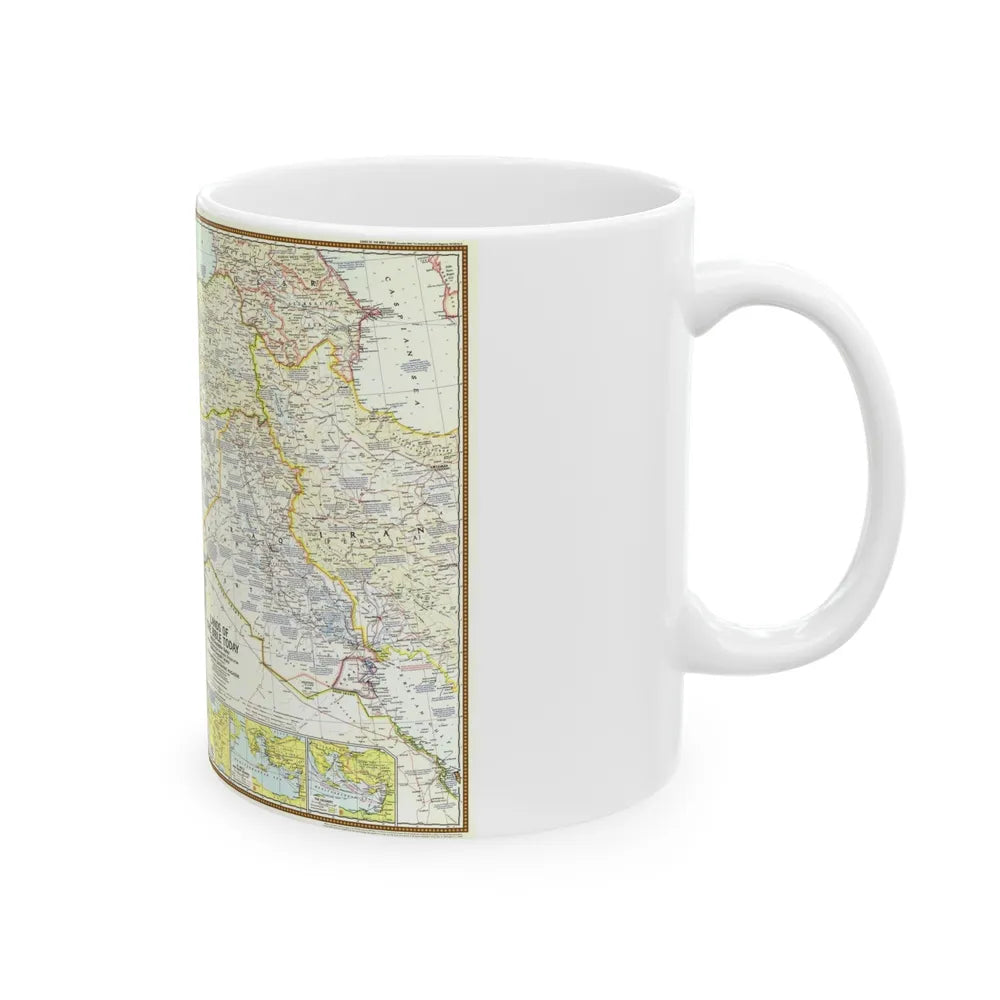 Middle East - Lands of the Bible Today (1967) (Map) White Coffee Mug-Go Mug Yourself