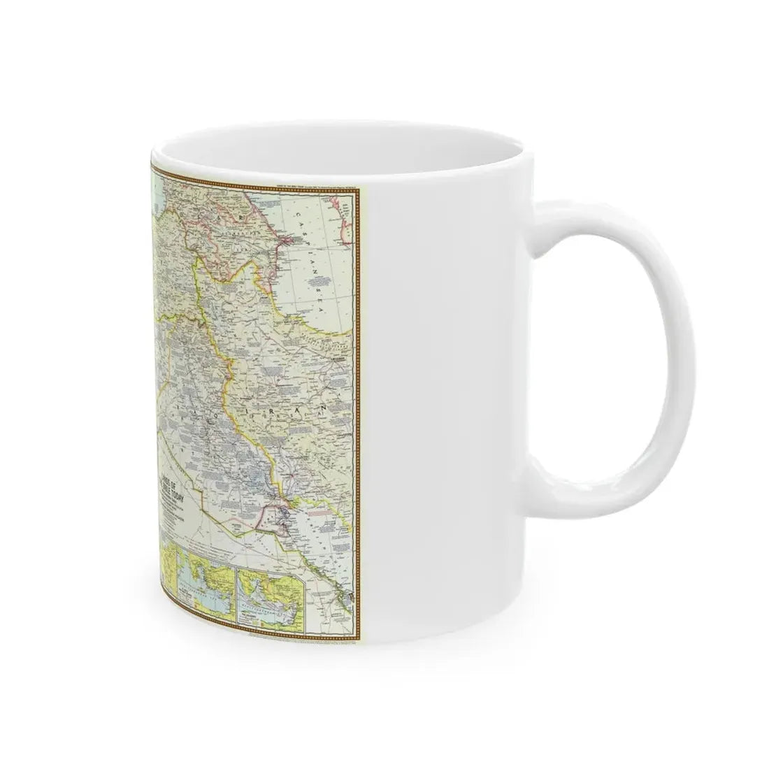 Middle East - Lands of the Bible Today (1967) (Map) White Coffee Mug - Go Mug Yourself