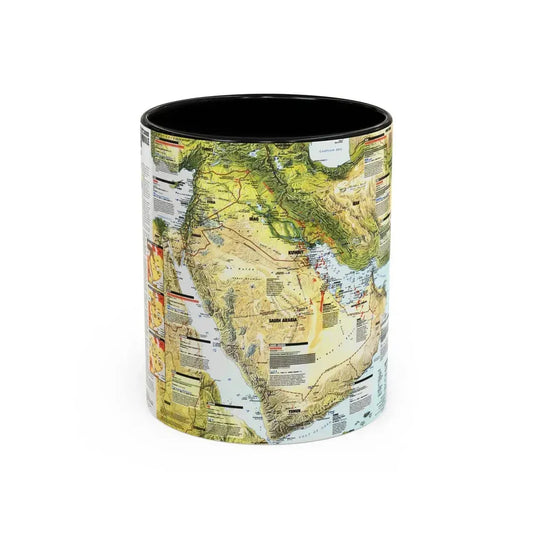 Middle East - States in Turmoil (1991) (Map) Accent Coffee Mug 11oz Black - Go Mug Yourself
