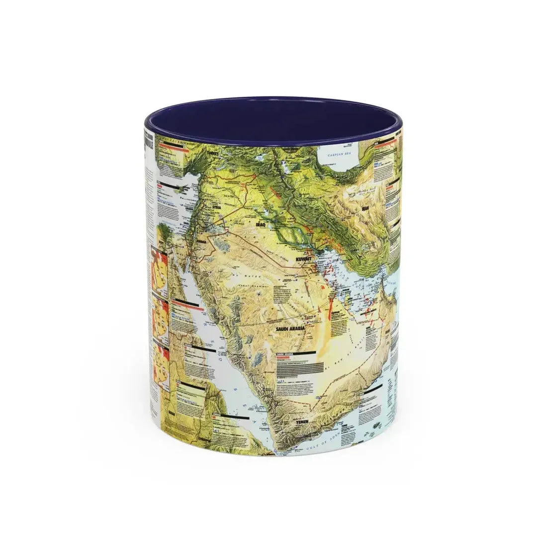 Middle East - States in Turmoil (1991) (Map) Accent Coffee Mug 11oz Navy - Go Mug Yourself