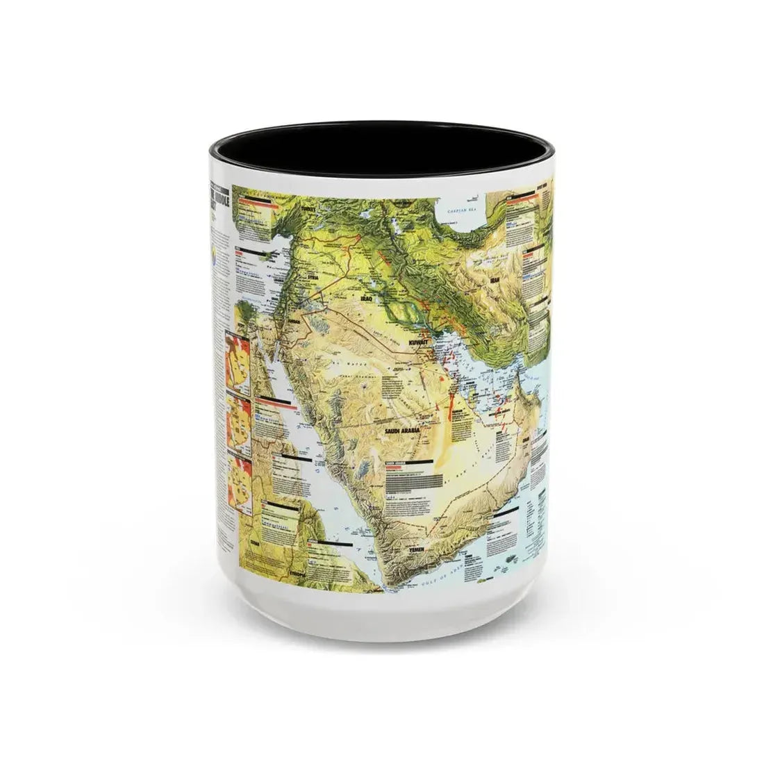 Middle East - States in Turmoil (1991) (Map) Accent Coffee Mug 15oz Black - Go Mug Yourself