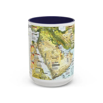 Middle East - States in Turmoil (1991) (Map) Accent Coffee Mug 15oz Navy - Go Mug Yourself