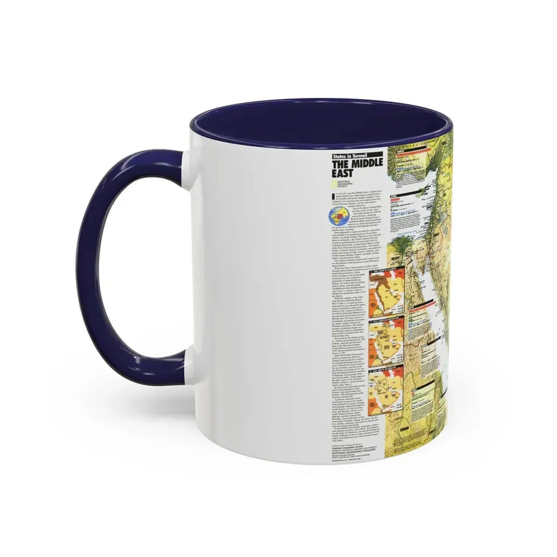 Middle East - States in Turmoil (1991) (Map) Accent Coffee Mug - Go Mug Yourself