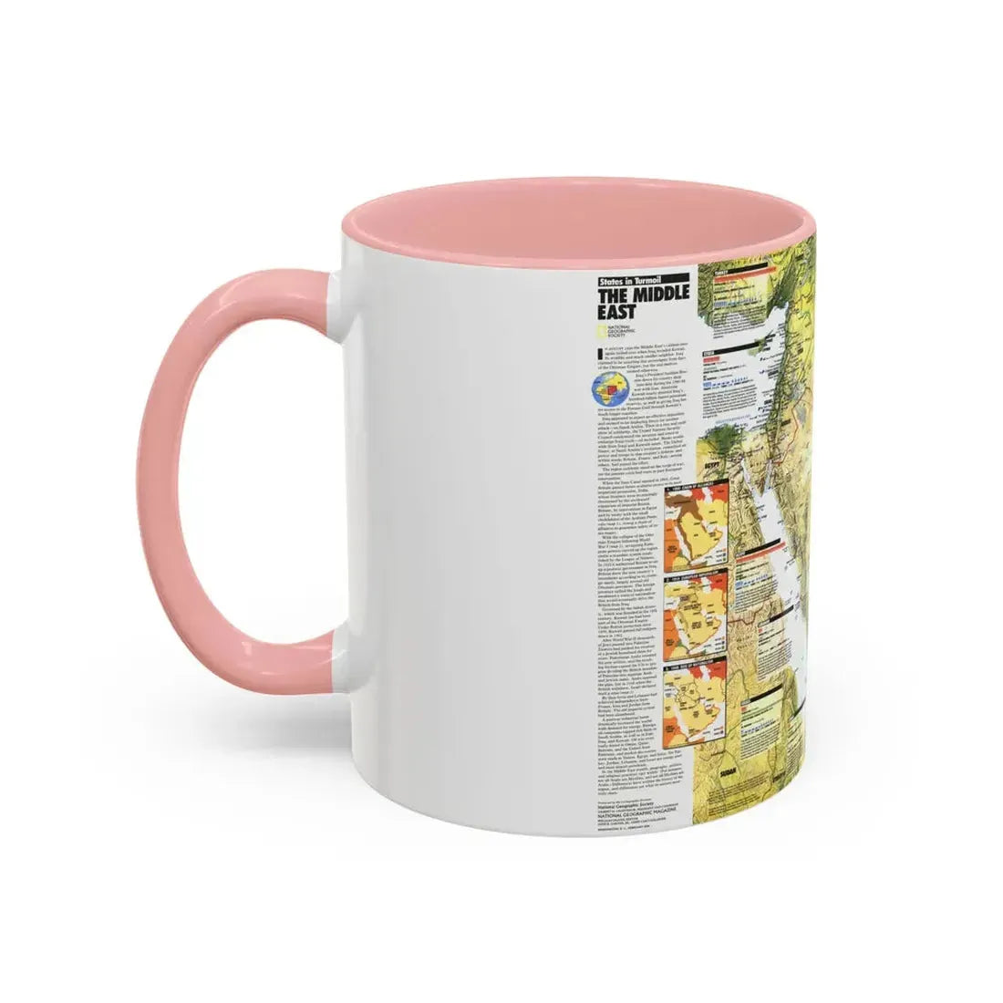 Middle East - States in Turmoil (1991) (Map) Accent Coffee Mug - Go Mug Yourself