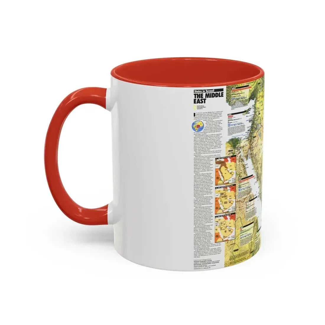 Middle East - States in Turmoil (1991) (Map) Accent Coffee Mug - Go Mug Yourself