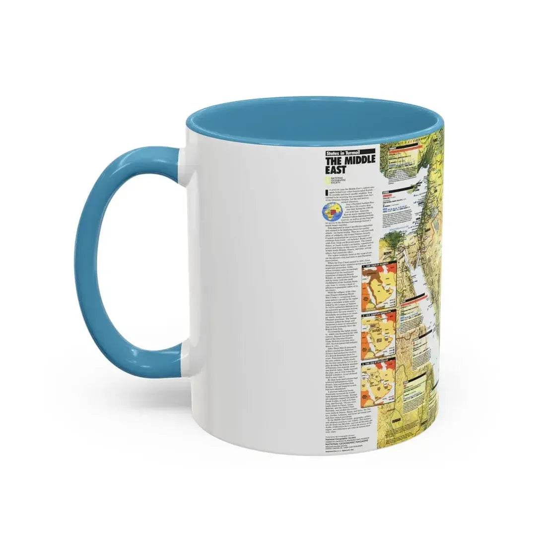 Middle East - States in Turmoil (1991) (Map) Accent Coffee Mug - Go Mug Yourself