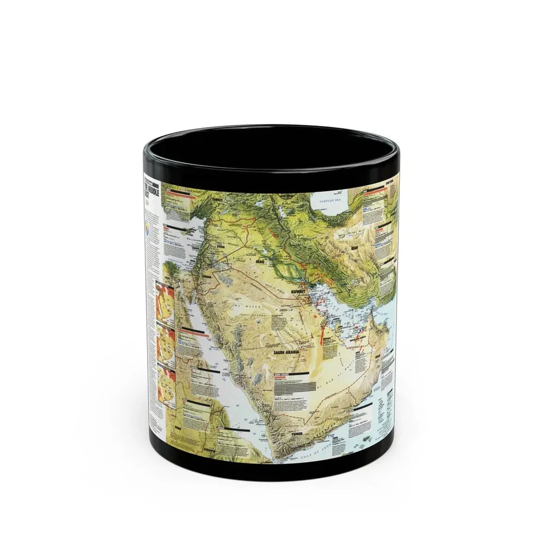 Middle East - States in Turmoil (1991) (Map) Black Coffee Mug 11oz - Go Mug Yourself
