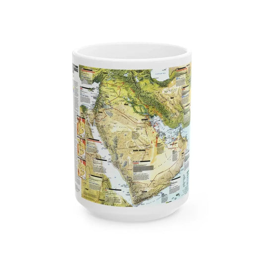 Middle East - States in Turmoil (1991) (Map) White Coffee Mug 15oz - Go Mug Yourself