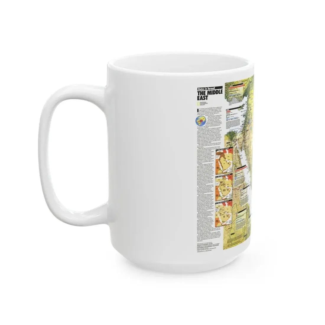 Middle East - States in Turmoil (1991) (Map) White Coffee Mug - Go Mug Yourself