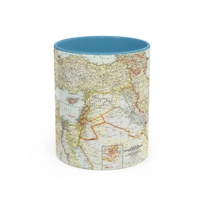 Middle East - The Eastern Mediterranean (1959) (Map) Accent Coffee Mug 11oz Light Blue - Go Mug Yourself