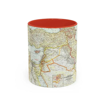 Middle East - The Eastern Mediterranean (1959) (Map) Accent Coffee Mug 11oz Red - Go Mug Yourself