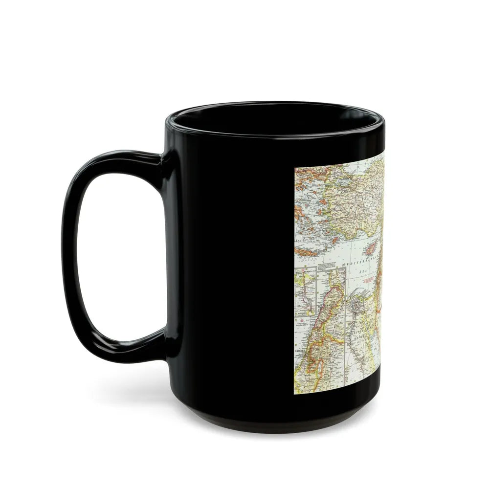 Middle East - The Eastern Mediterranean (1959) (Map) Black Coffee Mug-Go Mug Yourself