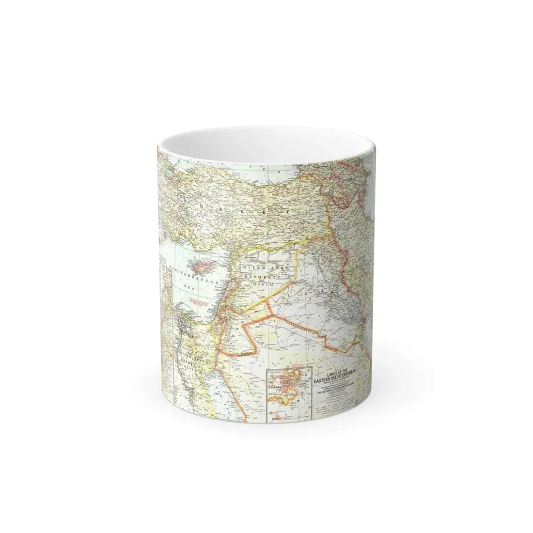 Middle East - The Eastern Mediterranean (1959) (Map) Color Changing Mug 11oz Default Title - Go Mug Yourself