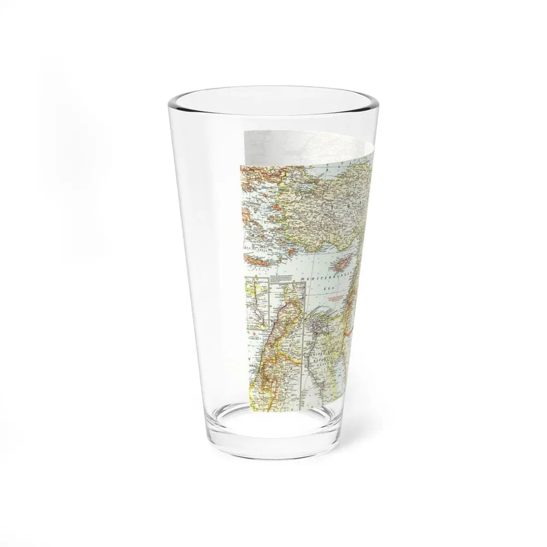 Middle East - The Eastern Mediterranean (1959) (Map) Pint Glass 16oz - Go Mug Yourself
