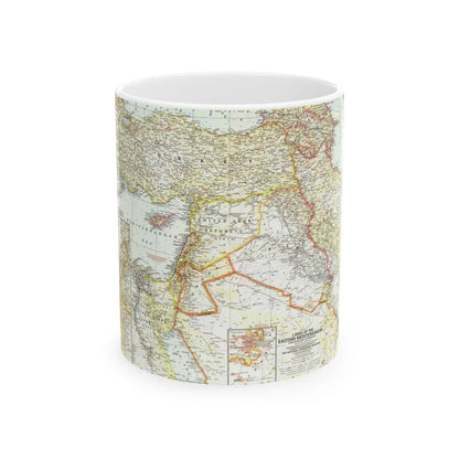 Middle East - The Eastern Mediterranean (1959) (Map) White Coffee Mug-11oz-Go Mug Yourself