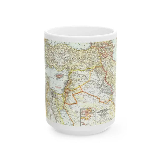 Middle East - The Eastern Mediterranean (1959) (Map) White Coffee Mug 15oz - Go Mug Yourself