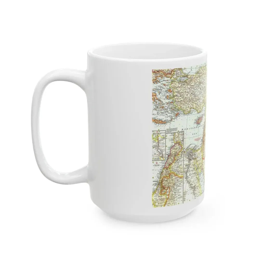 Middle East - The Eastern Mediterranean (1959) (Map) White Coffee Mug - Go Mug Yourself