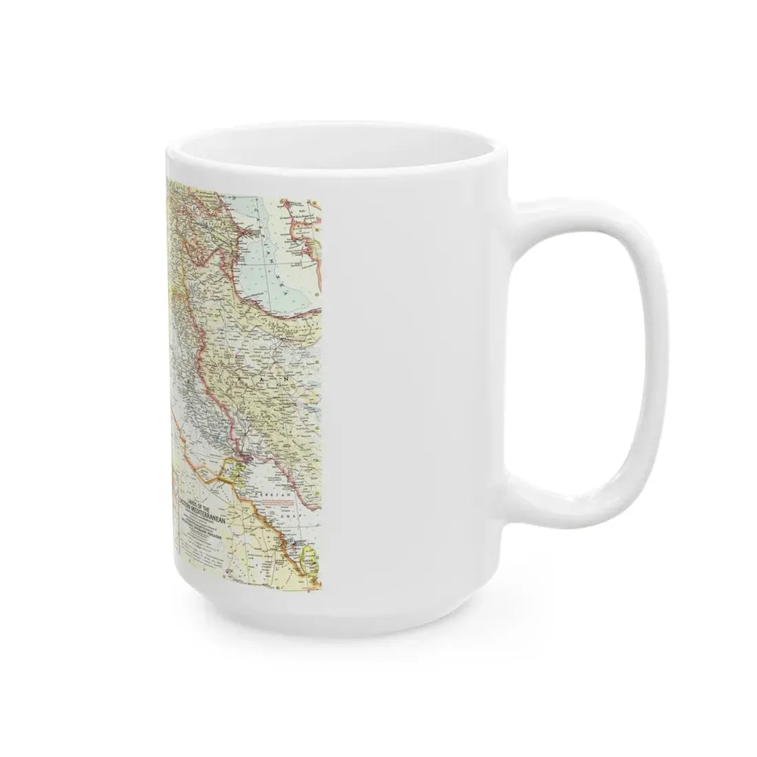 Middle East - The Eastern Mediterranean (1959) (Map) White Coffee Mug - Go Mug Yourself