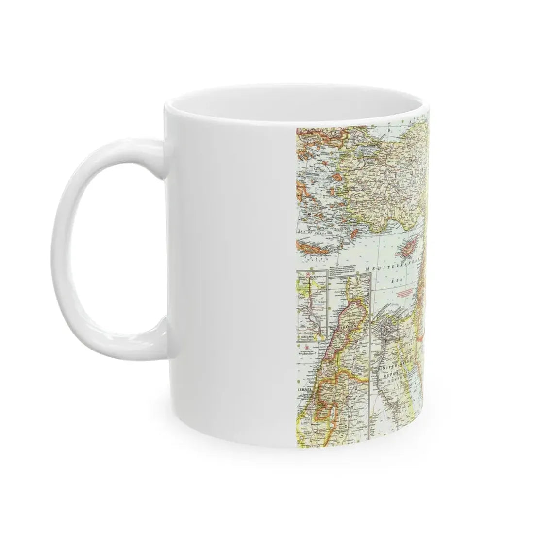Middle East - The Eastern Mediterranean (1959) (Map) White Coffee Mug - Go Mug Yourself