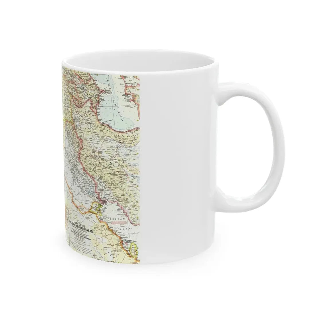 Middle East - The Eastern Mediterranean (1959) (Map) White Coffee Mug - Go Mug Yourself