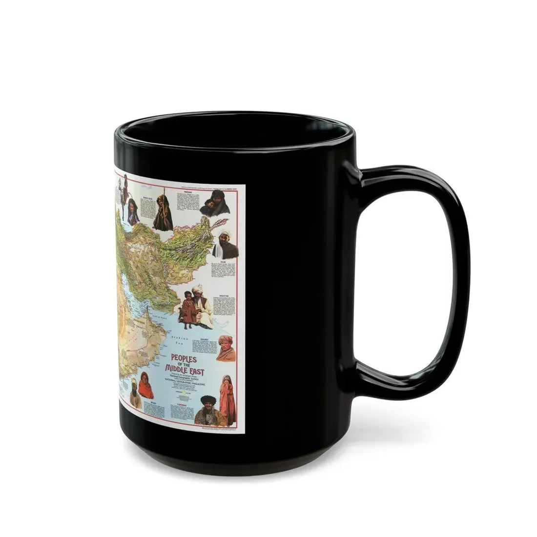Middle East - The Peoples 1 (1972) (Map) Black Coffee Mug - Go Mug Yourself