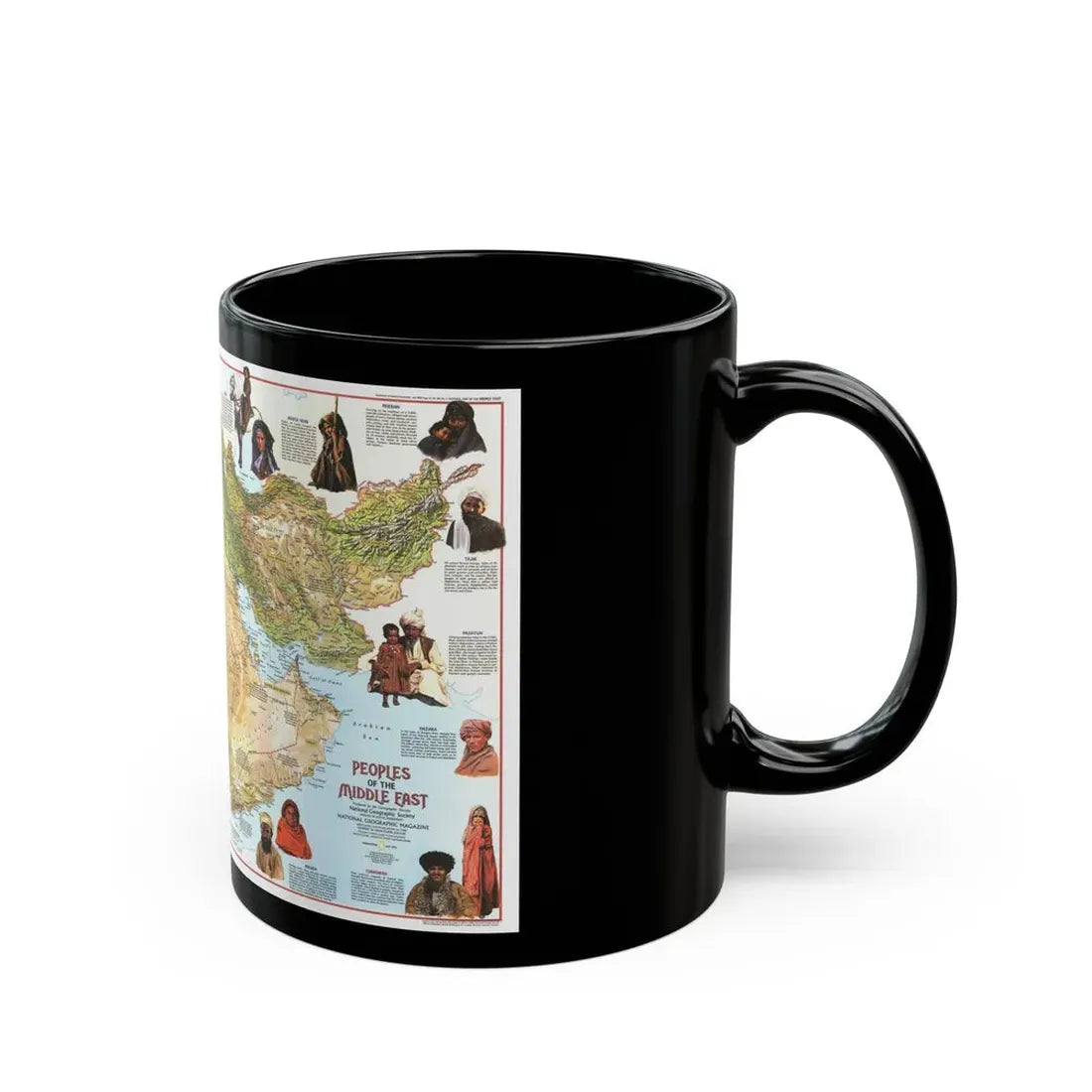 Middle East - The Peoples 1 (1972) (Map) Black Coffee Mug - Go Mug Yourself