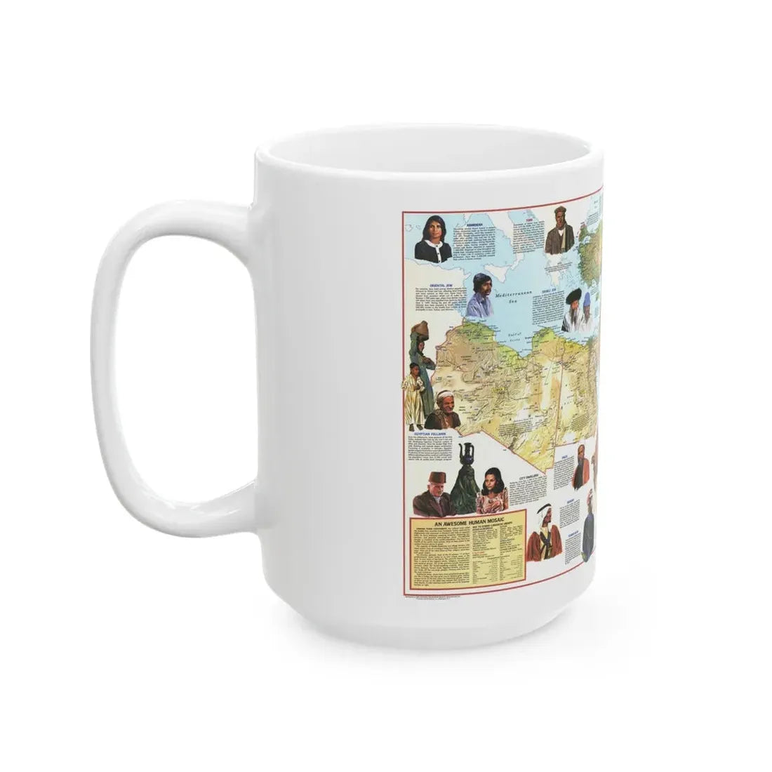 Middle East - The Peoples 1 (1972) (Map) White Coffee Mug - Go Mug Yourself