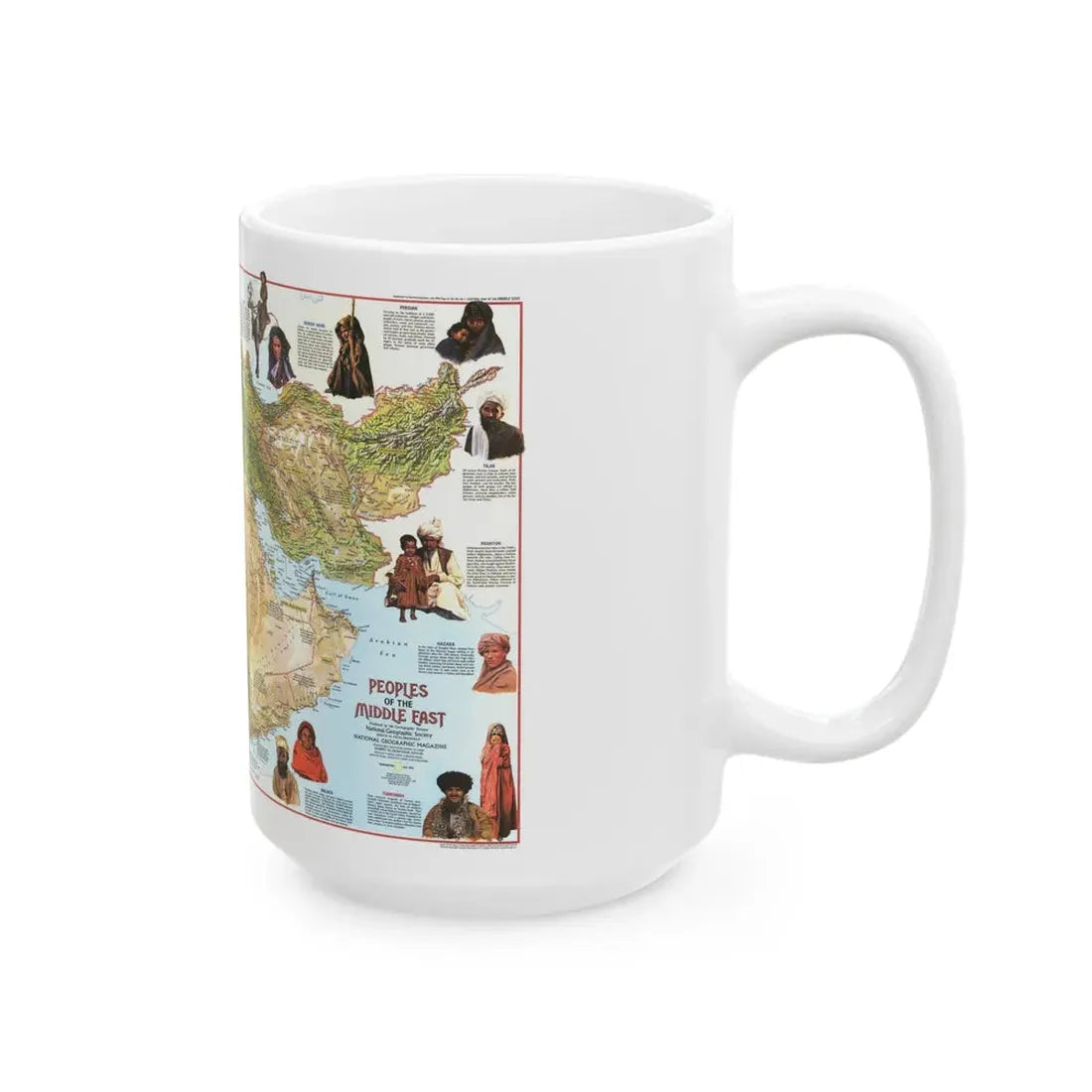 Middle East - The Peoples 1 (1972) (Map) White Coffee Mug - Go Mug Yourself