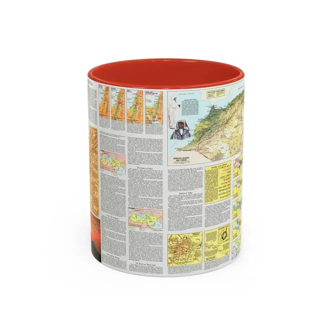 Middle East - The Peoples 2 (1972) (Map) Accent Coffee Mug 11oz Red - Go Mug Yourself