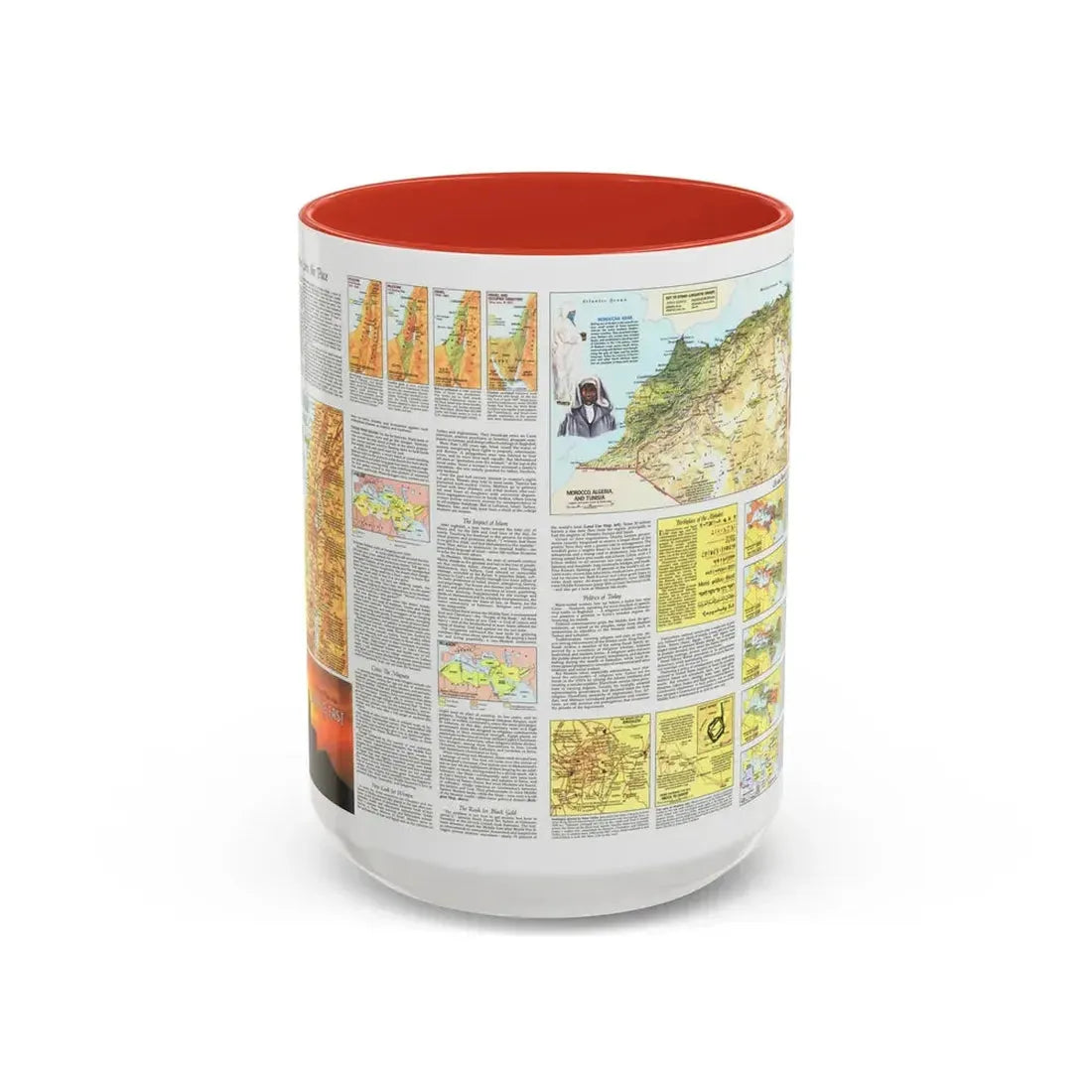 Middle East - The Peoples 2 (1972) (Map) Accent Coffee Mug 15oz Red - Go Mug Yourself