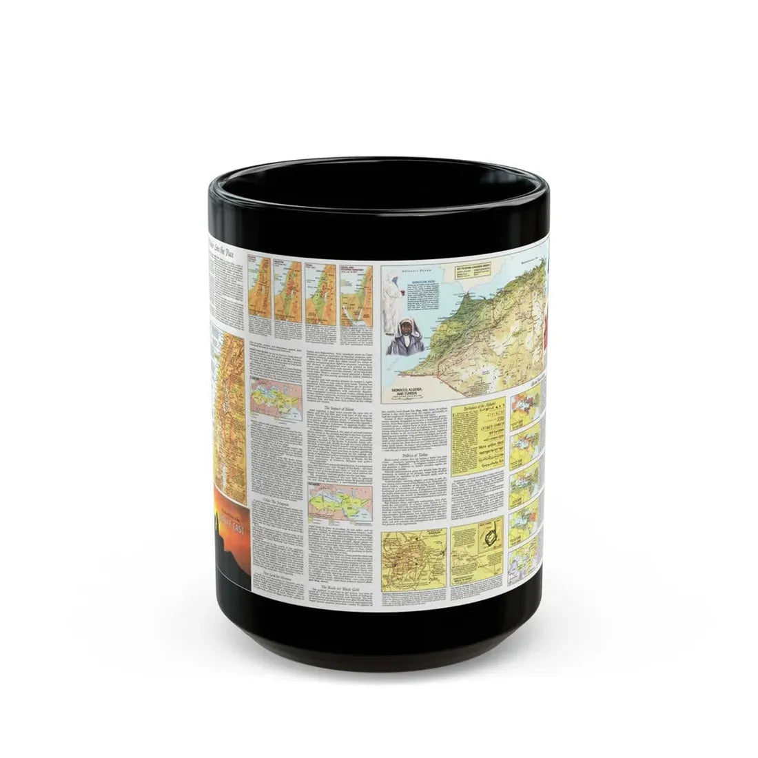 Middle East - The Peoples 2 (1972) (Map) Black Coffee Mug 15oz - Go Mug Yourself