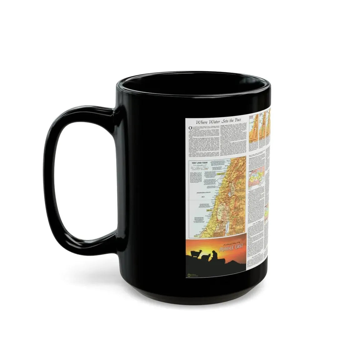 Middle East - The Peoples 2 (1972) (Map) Black Coffee Mug - Go Mug Yourself
