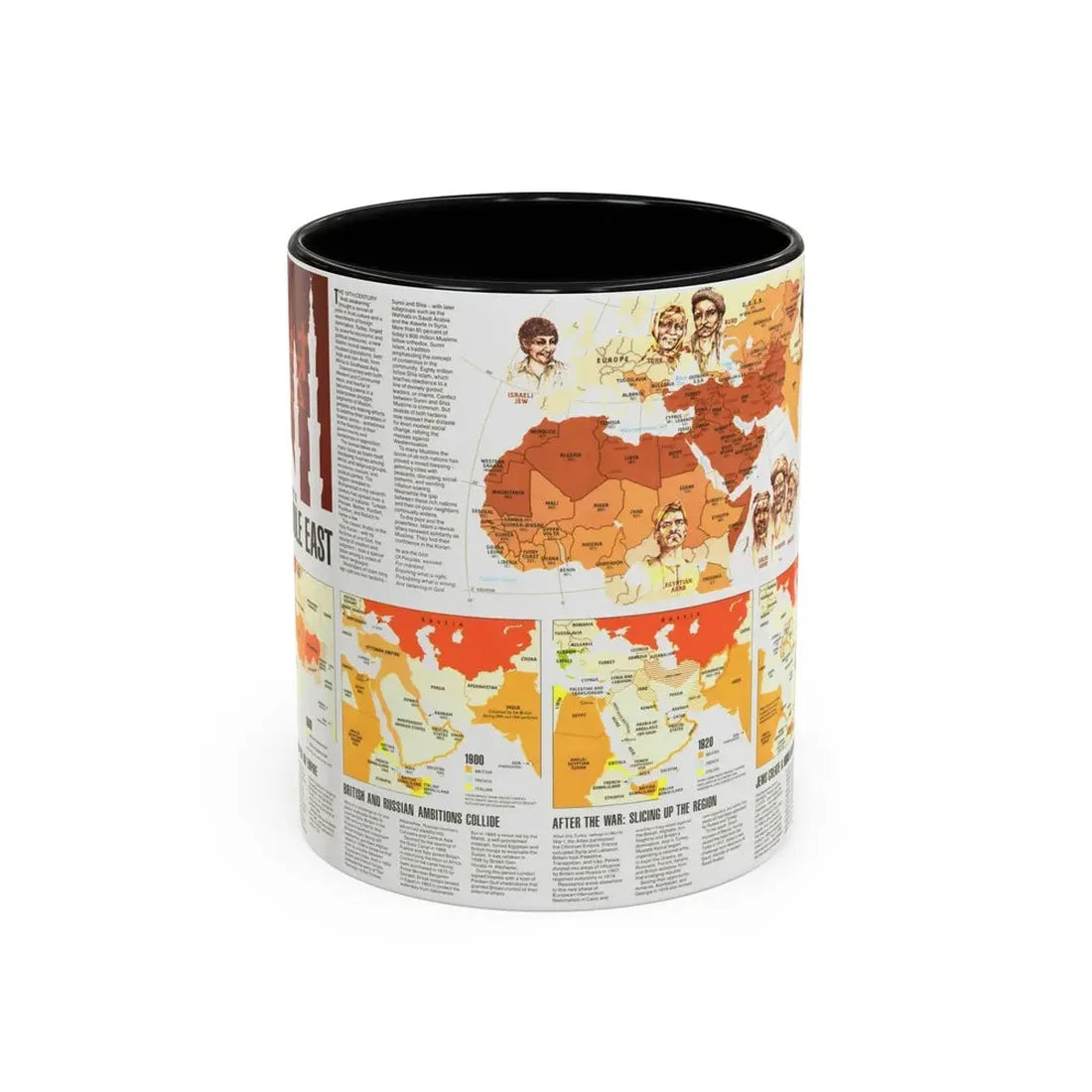Middle East - Two Centuries of Conflict (1980) (Map) Accent Coffee Mug 11oz Black - Go Mug Yourself