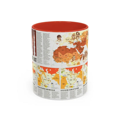 Middle East - Two Centuries of Conflict (1980) (Map) Accent Coffee Mug 11oz Red - Go Mug Yourself