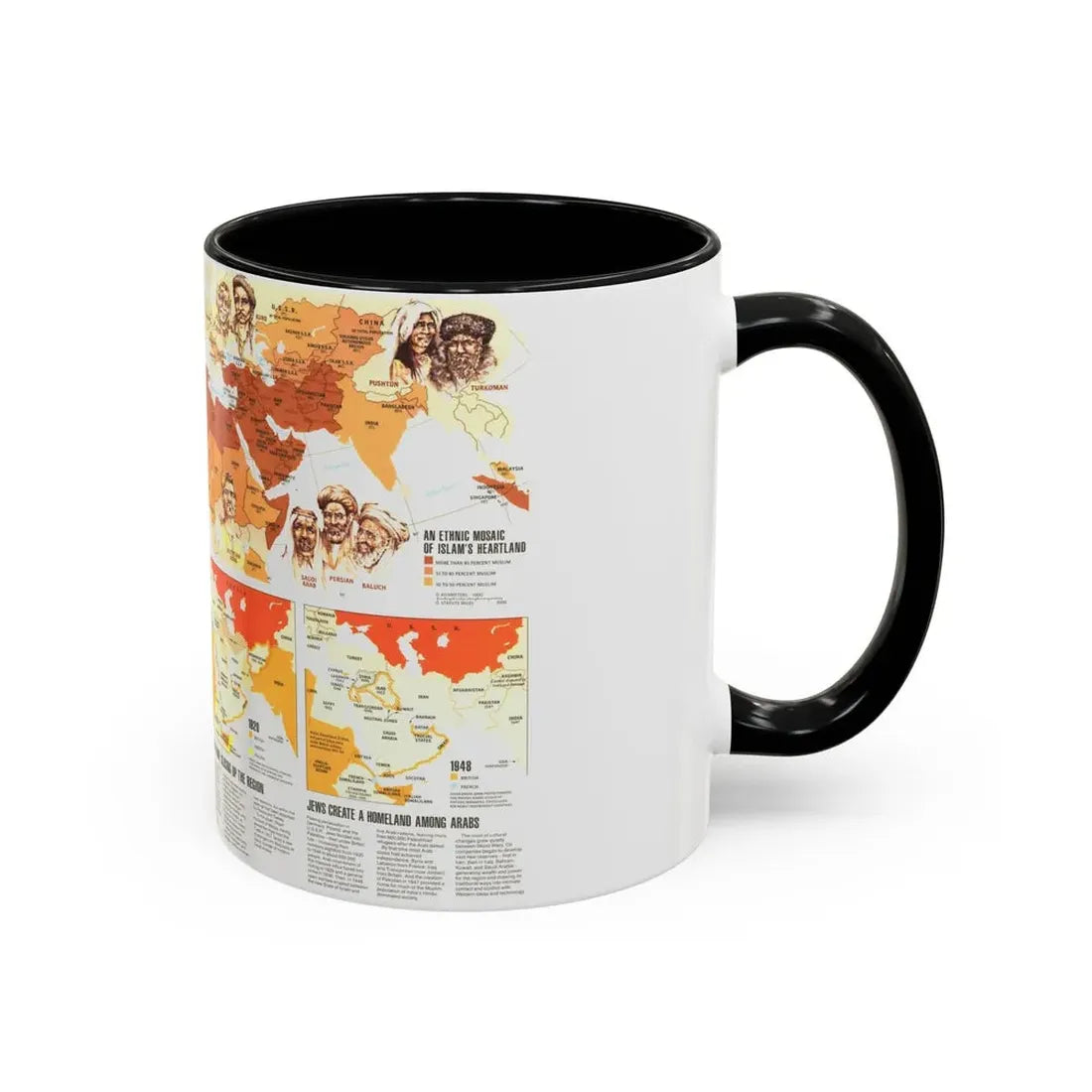 Middle East - Two Centuries of Conflict (1980) (Map) Accent Coffee Mug - Go Mug Yourself