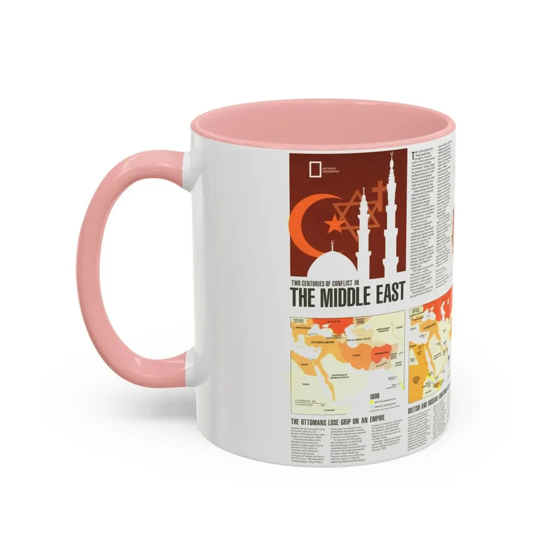 Middle East - Two Centuries of Conflict (1980) (Map) Accent Coffee Mug - Go Mug Yourself