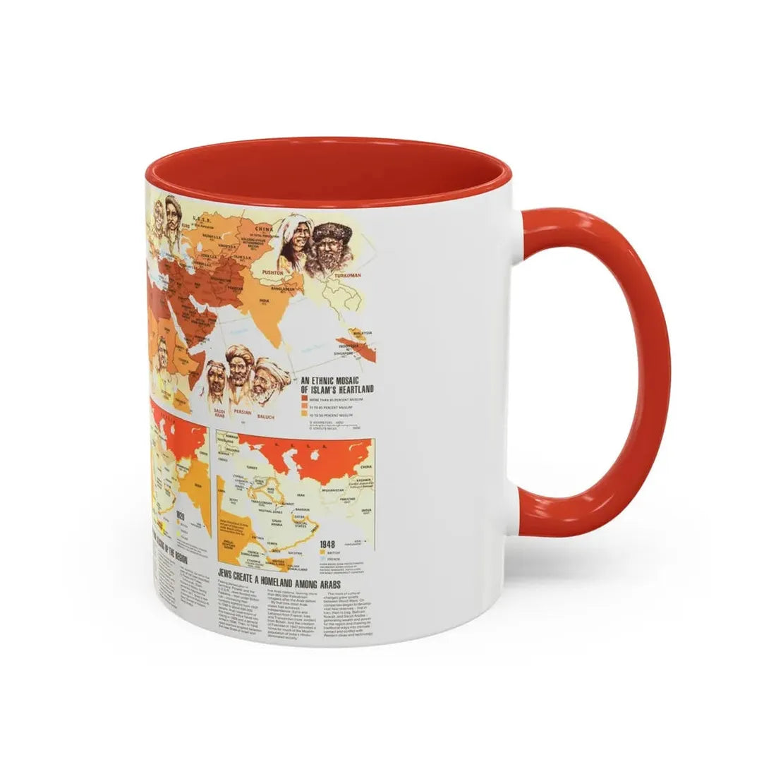 Middle East - Two Centuries of Conflict (1980) (Map) Accent Coffee Mug - Go Mug Yourself