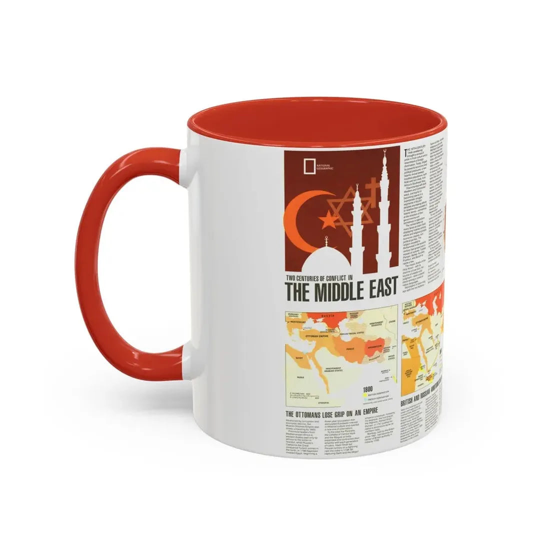 Middle East - Two Centuries of Conflict (1980) (Map) Accent Coffee Mug - Go Mug Yourself