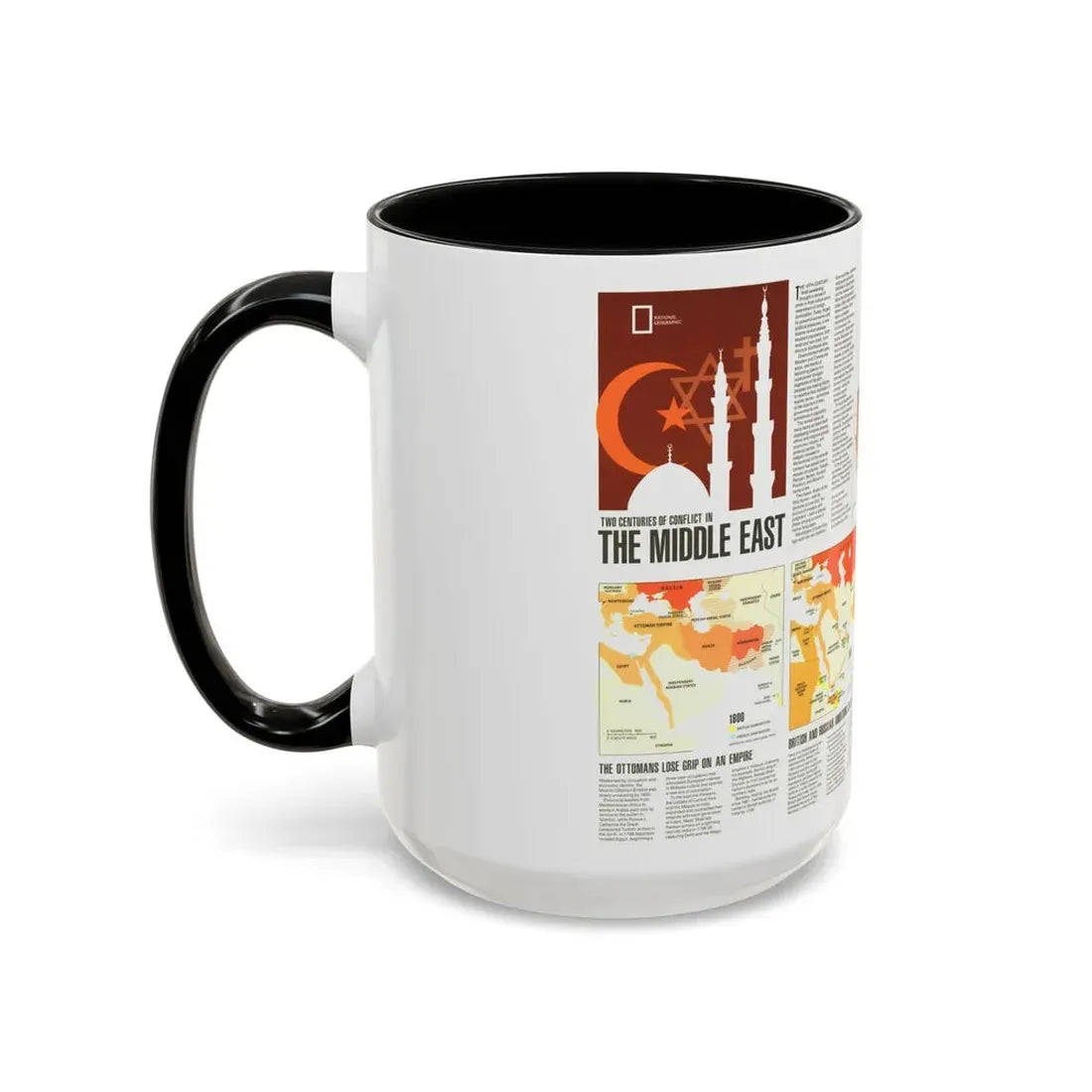 Middle East - Two Centuries of Conflict (1980) (Map) Accent Coffee Mug - Go Mug Yourself