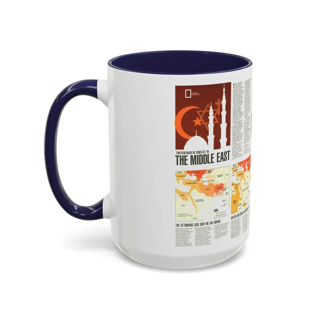 Middle East - Two Centuries of Conflict (1980) (Map) Accent Coffee Mug - Go Mug Yourself