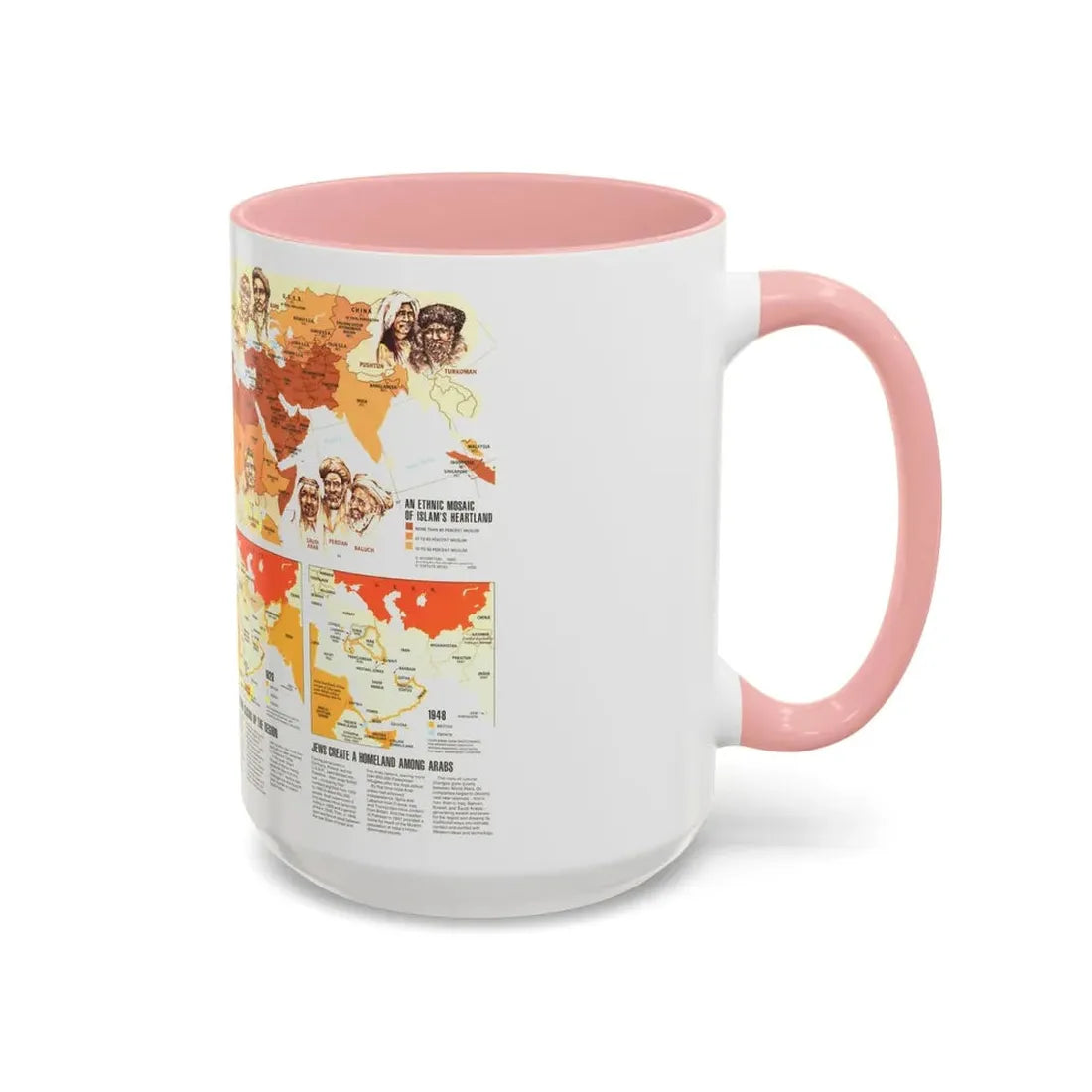 Middle East - Two Centuries of Conflict (1980) (Map) Accent Coffee Mug - Go Mug Yourself