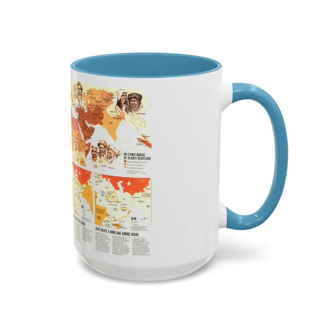 Middle East - Two Centuries of Conflict (1980) (Map) Accent Coffee Mug - Go Mug Yourself