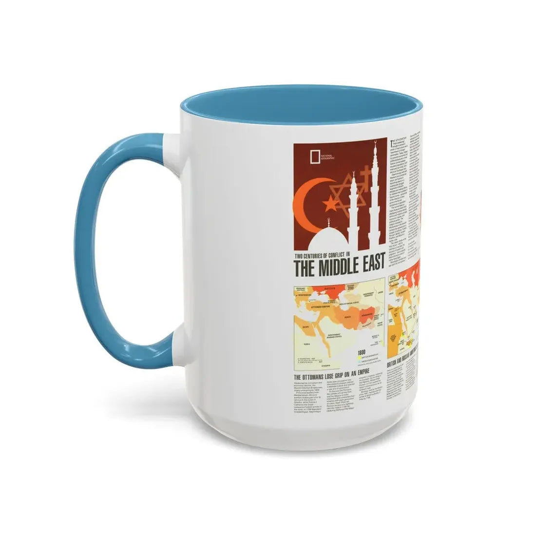 Middle East - Two Centuries of Conflict (1980) (Map) Accent Coffee Mug - Go Mug Yourself